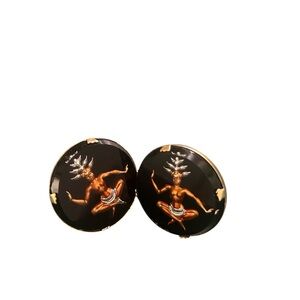Vintage Tribal Art Cufflinks – Hand-Painted Style Dancer Design